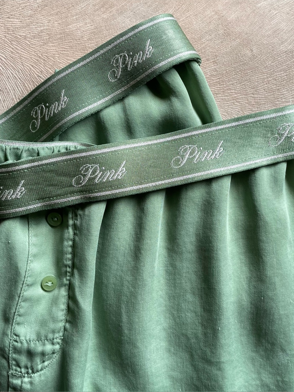 PINK Green Lounge Shorts with Branded Waistband